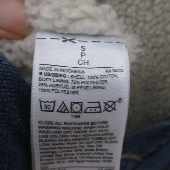 GAP Denim Jacket Womens Small Blue Sherpa Lined Hooded Jean Trucker Crop Grunge - Picture 4 of 10